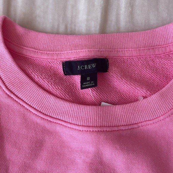NWT J. Crew University Terry Cropped Crewneck Sweatshirt - Size Small pink - Picture 4 of 12